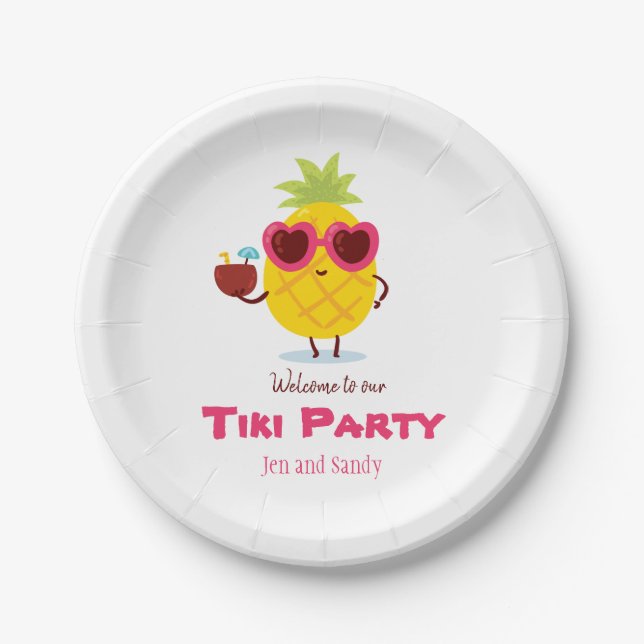 Ananas Tiki Party Personalisiert Paper Plate Luau Pappteller (Vorderseite)