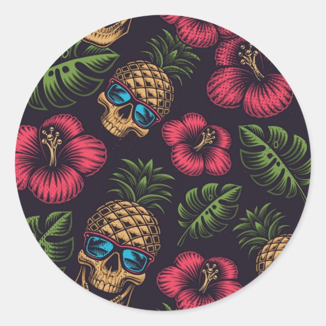 Ananas-Tropen Runder Aufkleber (Vorderseite)