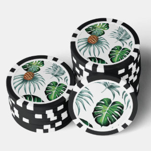 Ananas-Tropen-Wasserfarben-Dschungel-Palm-Muster Pokerchips