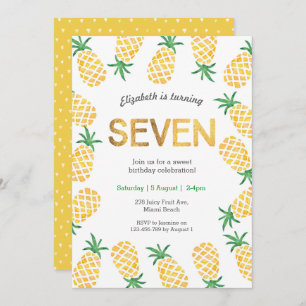 Ananas tropical 7ème anniversaire Invitation