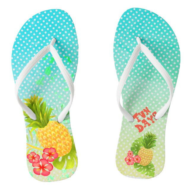 Ananas Tropical Blue Gradient Flip Flops (Fußbett)