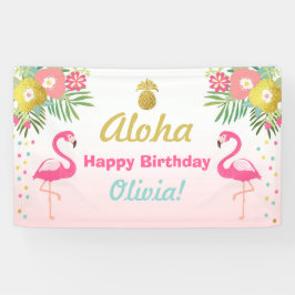 Ananas tropical de Luau de bannière d'anniversaire