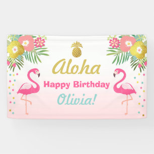 Ananas tropical de Luau de bannière d'anniversaire