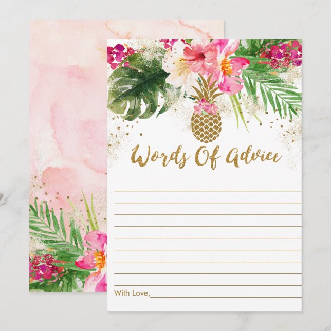 Ananas Tropical Floral Baby Shower Advice Cards Einladung (Vorne/Hinten)