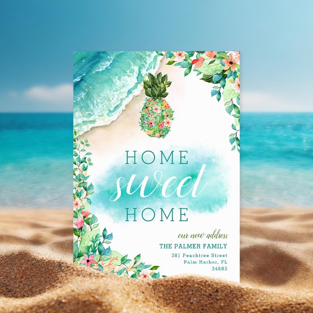 Ananas tropical Nouvelle adresse Faire-part de dép (Créateur téléchargé)