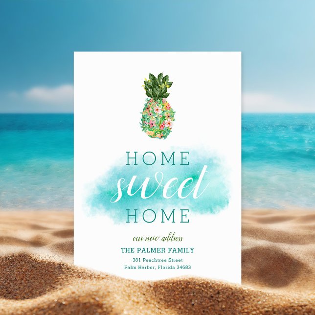 Ananas tropical Nouvelle adresse Faire-part de dép (Créateur téléchargé)