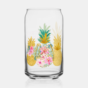 Ananas tropical rose vert et or floral
