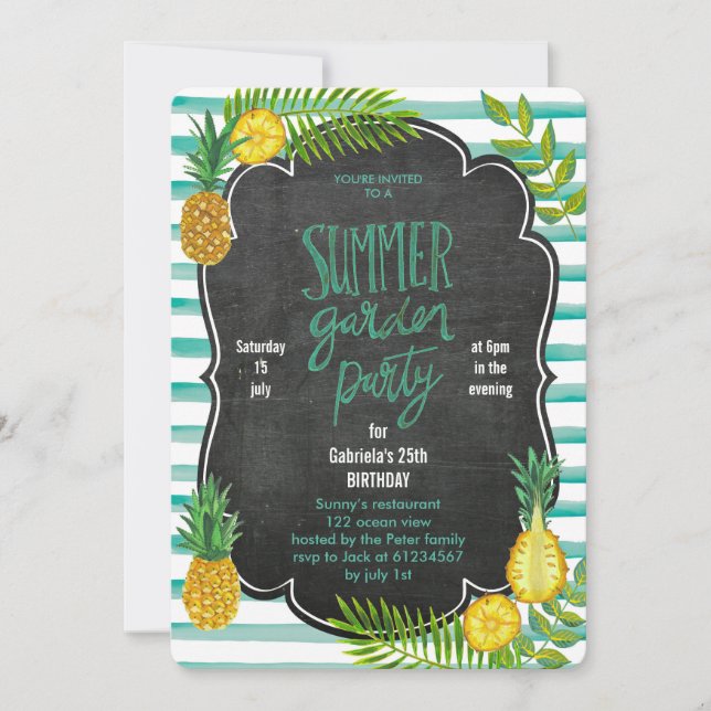 Ananas tropical | Summer Luau Party Invitation (Devant)
