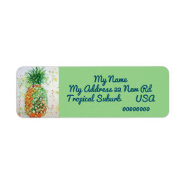 Ananas Tropical Watercolor Rückgabeadresse-Etikett