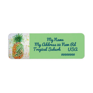 Ananas Tropical Watercolor Rückgabeadresse-Etikett