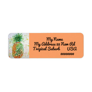 Ananas Tropical Watercolor Rückgabeadresse-Etikett