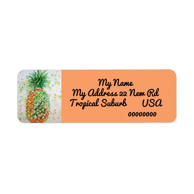 Ananas Tropical Watercolor Rückgabeadresse-Etikett (Vorne)
