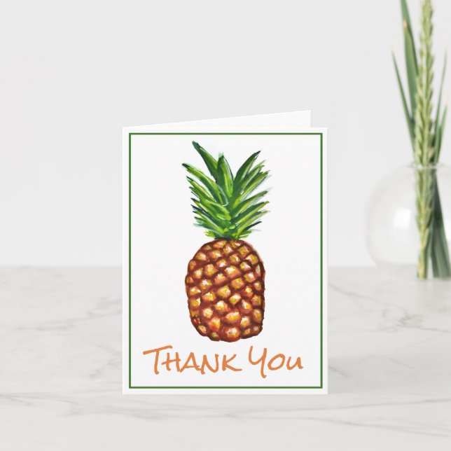 Ananas Tropical Watercolor Vielen Dank Dankeskarte (Vorderseite)