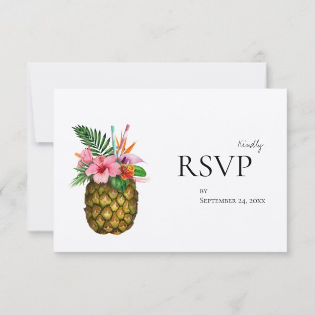 Ananas, tropisch-hawaiianisch, ohne Mehl- oder Kra RSVP Karte (Vorderseite)