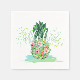 Ananas Tropisch Hawaiianische Blume ALOHA Serviette