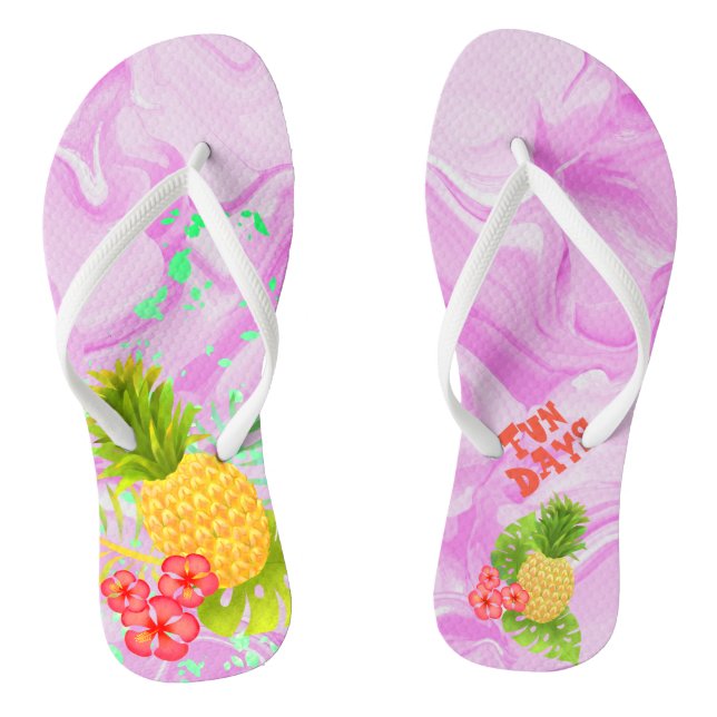 Ananas Tropisch Pink Agate Flip Flops (Fußbett)