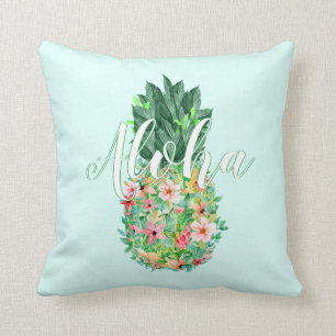 Ananas Tropische Aquarellfarben Blume Aloha Kissen