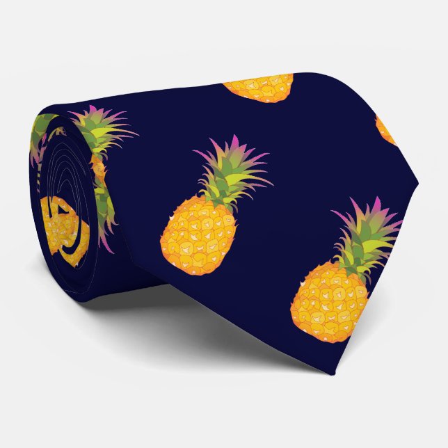 Ananas - tropische blaue Krawatte (Gerollt)