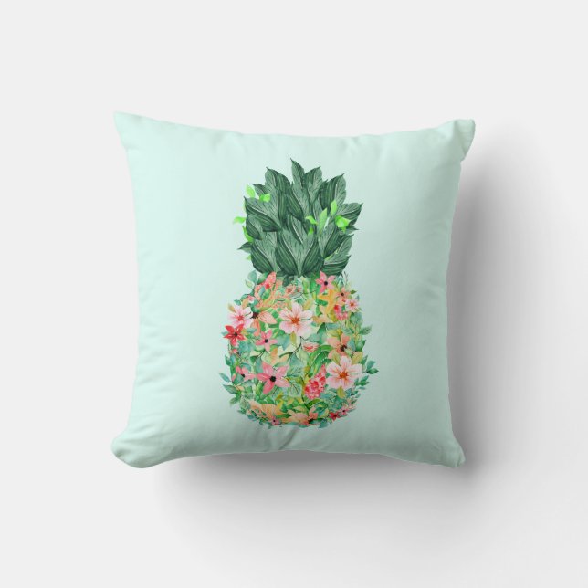 Ananas tropische Blume Kissen (Vorderseite)