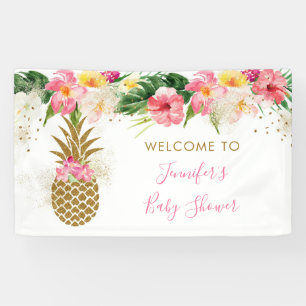 Ananas-tropische BlumenBabyparty Banner