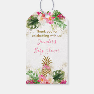 Ananas-tropische BlumenBabyparty Geschenkanhänger