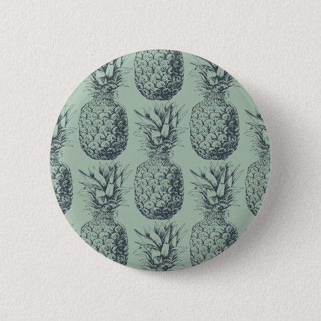 Ananas, tropische Fruchtmuster Button (Vorderseite)