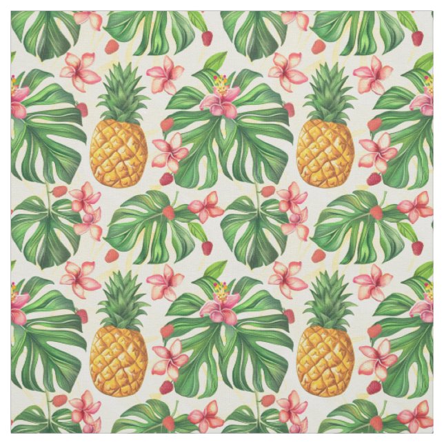 Ananas Tropisches Blumenmuster Stoff (Muster)