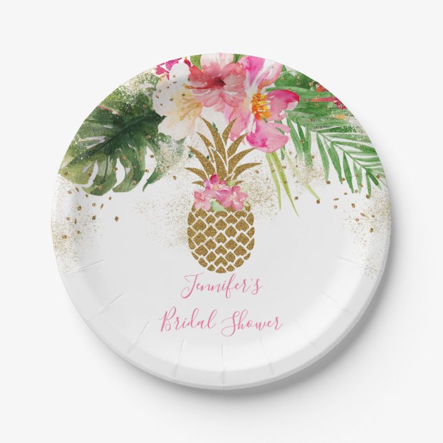 Ananas tropisches Brautparty Pappteller (Vorderseite)