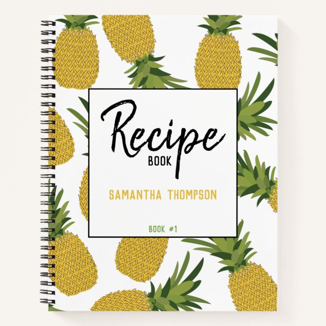 Ananas Tropisches Fruchtmuster Rezept Kochbuch Notizbuch (Vorderseite)