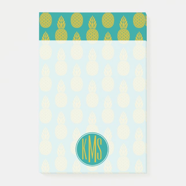 Ananas Tropisches Obst | Monogramm Post-it Klebezettel (Vorderseite)