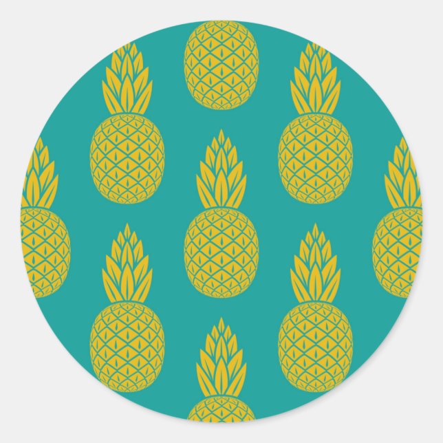 Ananas Tropisches Obst Runder Aufkleber (Vorderseite)