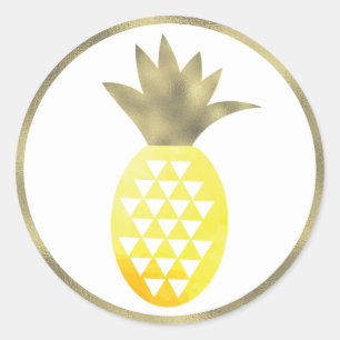Ananas Tropisches Wasserfarben-Simuliertes Folien- Runder Aufkleber