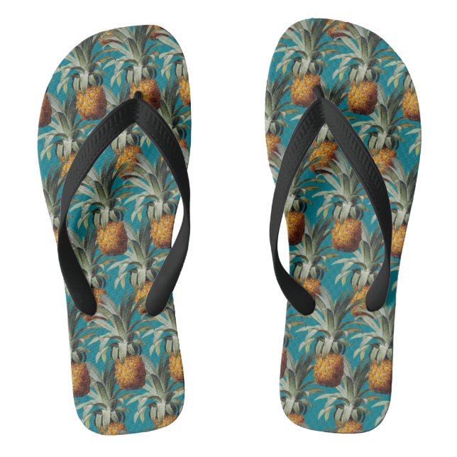 Ananas Türkisblau Hintergrund Flip Flops (Fußbett)