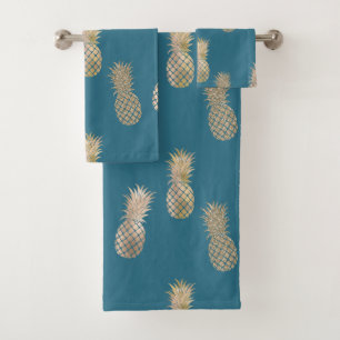 Ananas turquoise Blue Gold Glam