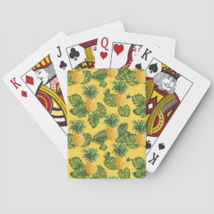 Ananas u. tropisches Blätter auf Gold Spielkarten