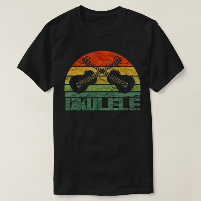 Ananas Ukulele Retro Hawaiian Uke Silhouette Su T-Shirt (Design vorne)