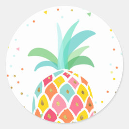 Ananas-Umschlag Aufkleber-Aufkleber Tropisch Pink Runder Aufkleber
