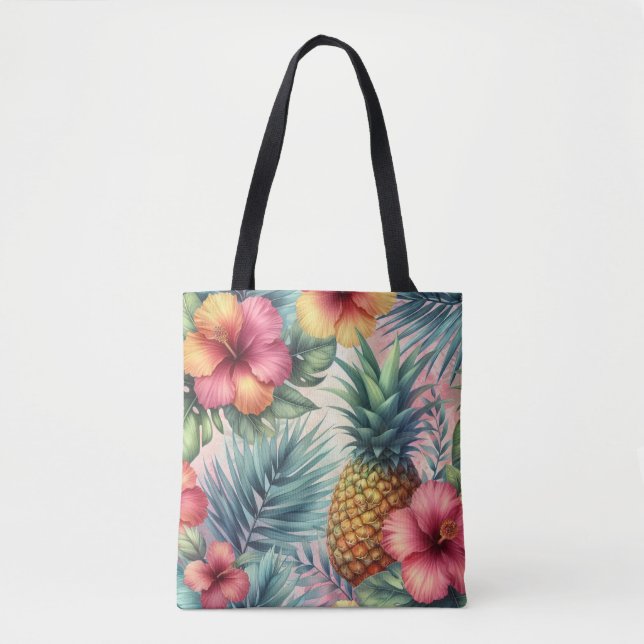 Ananas und Blume Muster Tasche (Vorderseite)