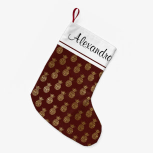 Ananas- und Burgundy-Monogramm Kleiner Weihnachtsstrumpf