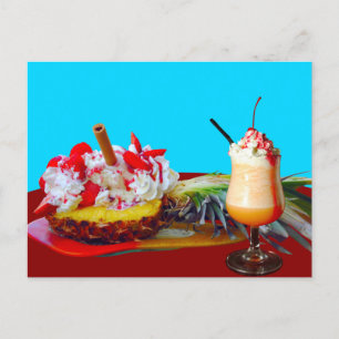 Ananas und Eis mit einem Fruchtsmoothie Postkarte