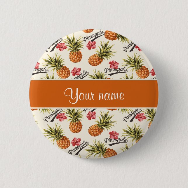 Ananas und Hibiskus Button (Vorderseite)