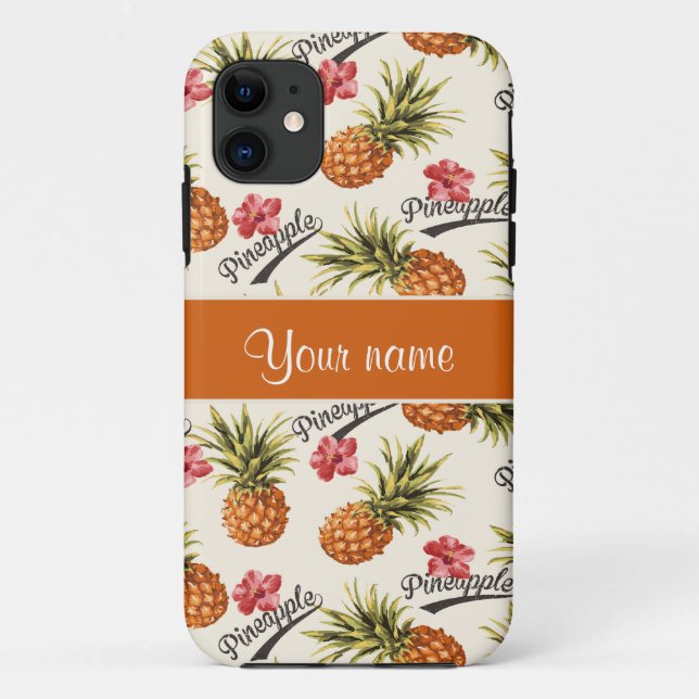 Ananas und Hibiskus Case-Mate iPhone Hülle (Rückseite)