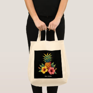 Ananas und Hibiskus Floral Hawaii Sommer Strand Tragetasche