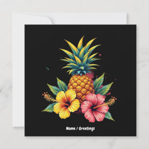 Ananas und Hibiskus Floral Hawaii Summer Beach Einladung