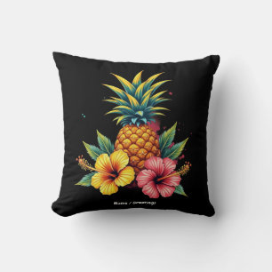 Ananas und Hibiskus Floral Hawaii Summer Beach Kissen