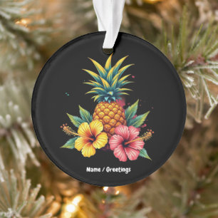 Ananas und Hibiskus Floral Hawaii Summer Beach Ornament