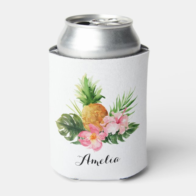 Ananas und Hibiskus im tropischen Sommer Dosenkühler (Kanne Vorderseite)