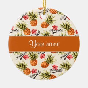 Ananas und Hibiskus Keramikornament