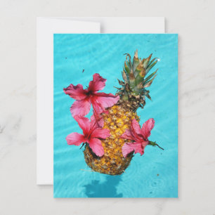 Ananas und Hibiskus Postkarte