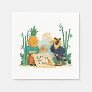 Ananas- und Hornbill-Plan und Aufbau Serviette